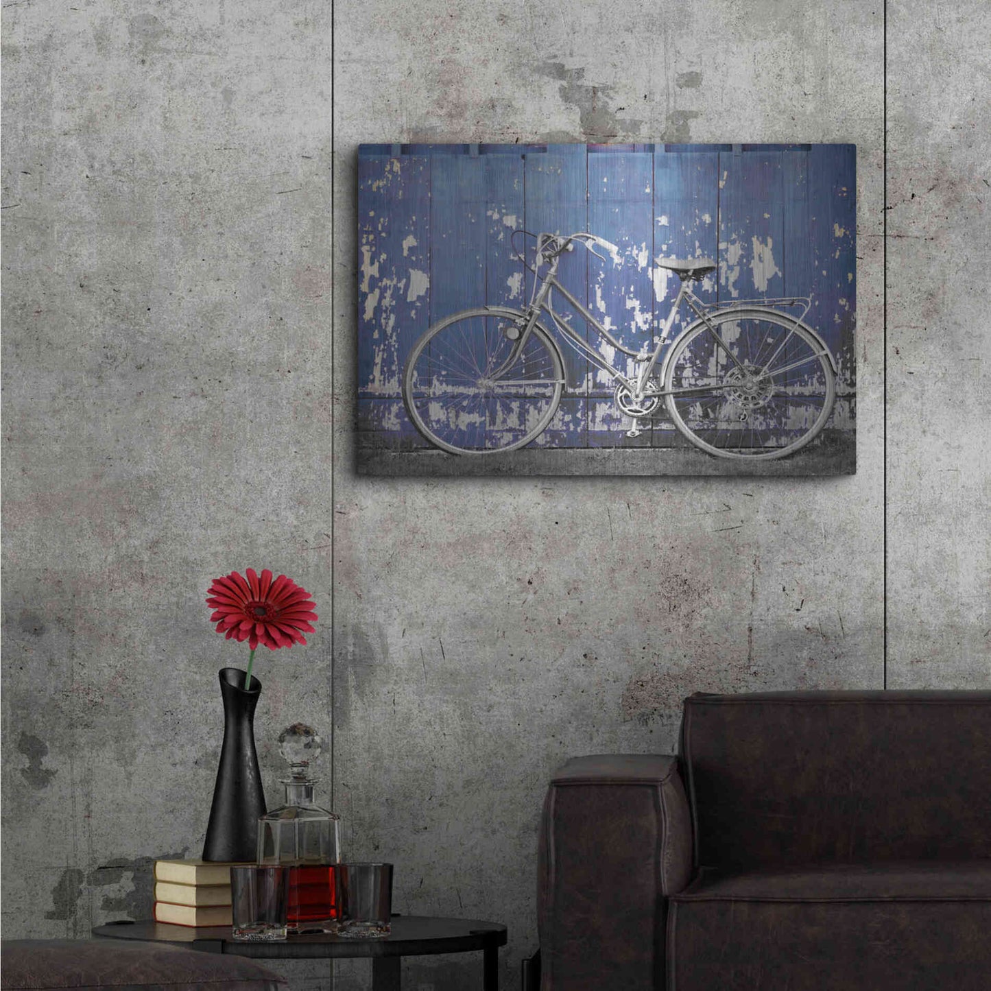 Luxe Metal Art 'Grungy Bike' by Lori Deiter, Metal Wall Art,36x24