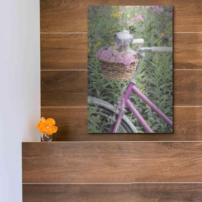 Luxe Metal Art 'Pink Garden Bike' by Lori Deiter, Metal Wall Art,12x16