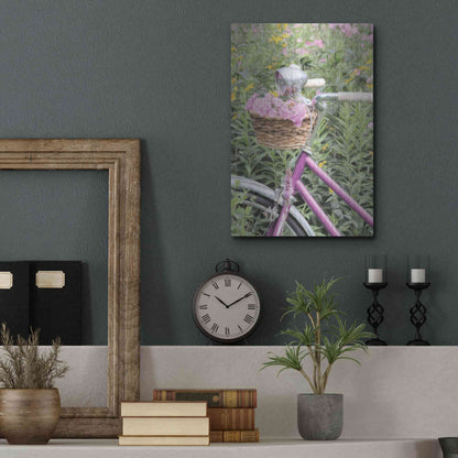 Luxe Metal Art 'Pink Garden Bike' by Lori Deiter, Metal Wall Art,12x16