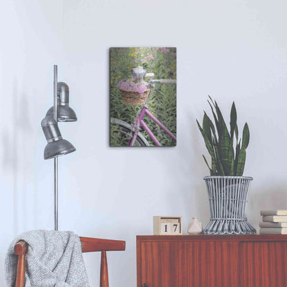 Luxe Metal Art 'Pink Garden Bike' by Lori Deiter, Metal Wall Art,16x24