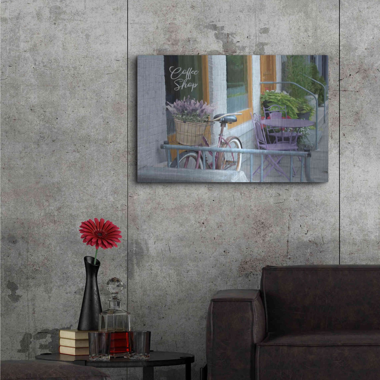 Luxe Metal Art 'Coffee Shop Visit' by Lori Deiter, Metal Wall Art,36x24