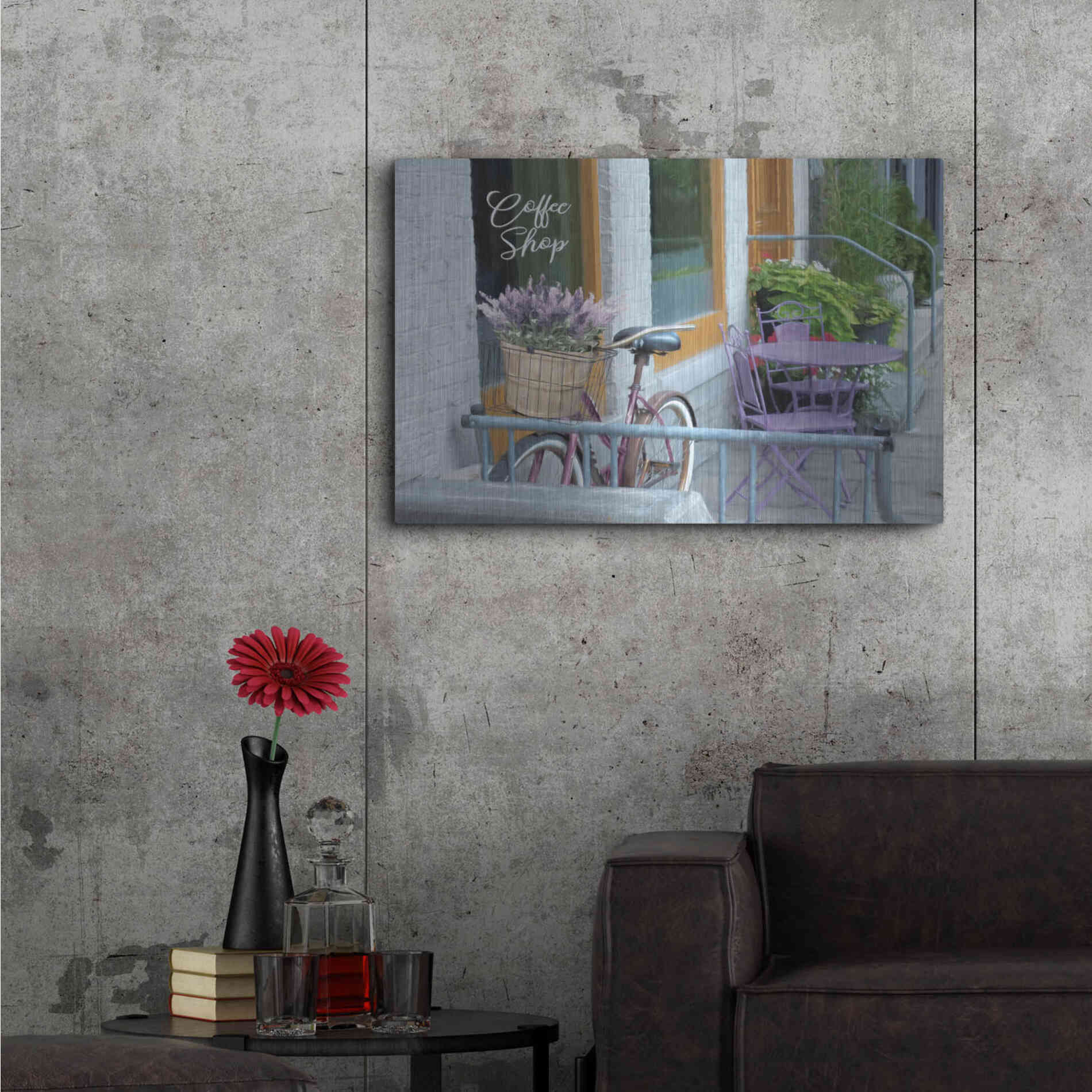 Luxe Metal Art 'Coffee Shop Visit' by Lori Deiter, Metal Wall Art,36x24