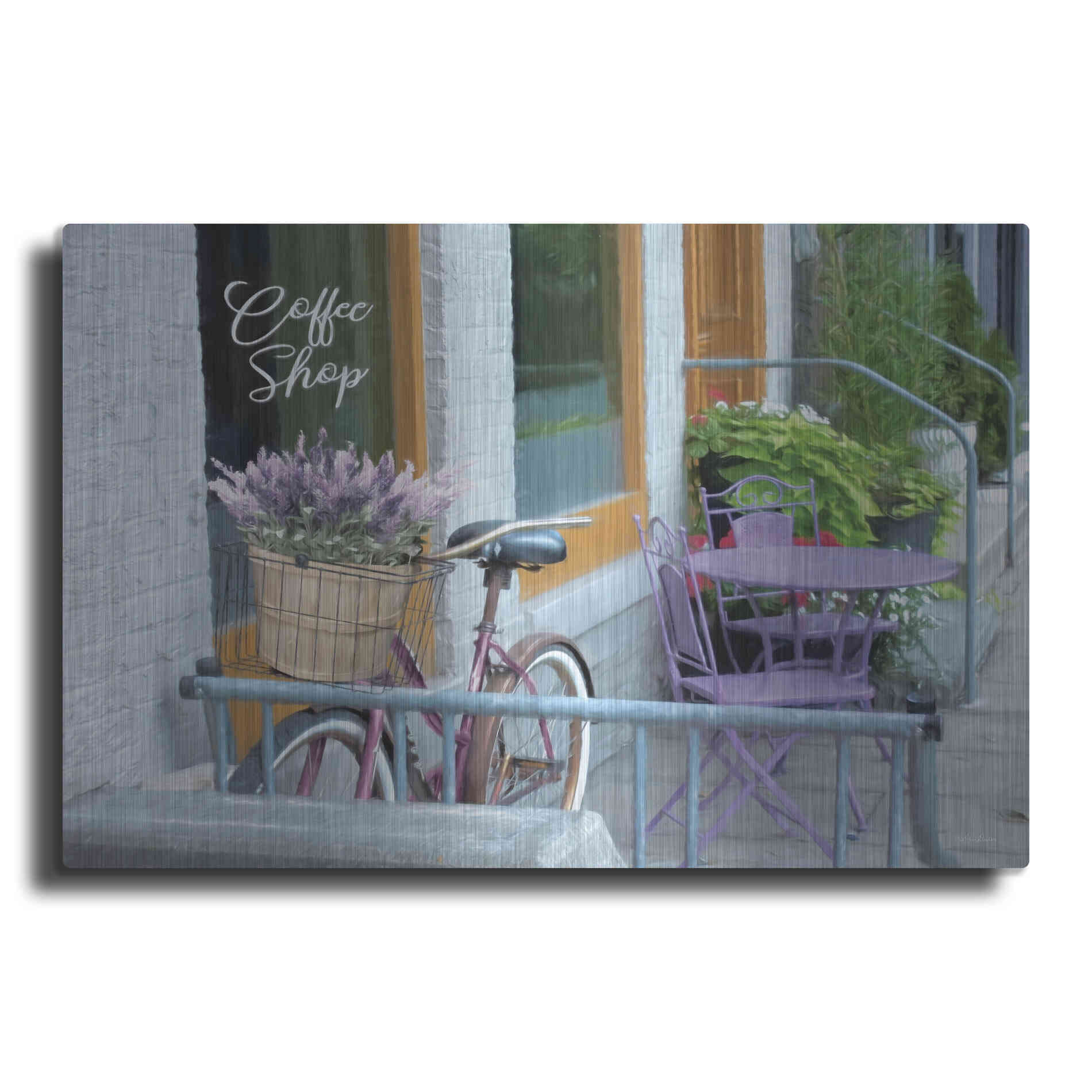 Luxe Metal Art 'Coffee Shop Visit' by Lori Deiter, Metal Wall Art