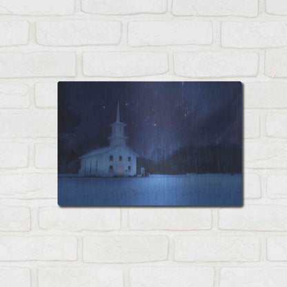 Luxe Metal Art 'Starry Night Church' by Lori Deiter, Metal Wall Art,16x12