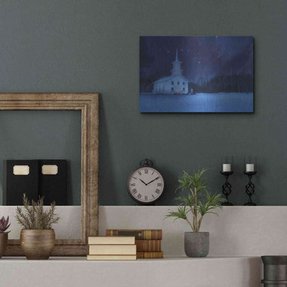 Luxe Metal Art 'Starry Night Church' by Lori Deiter, Metal Wall Art,16x12