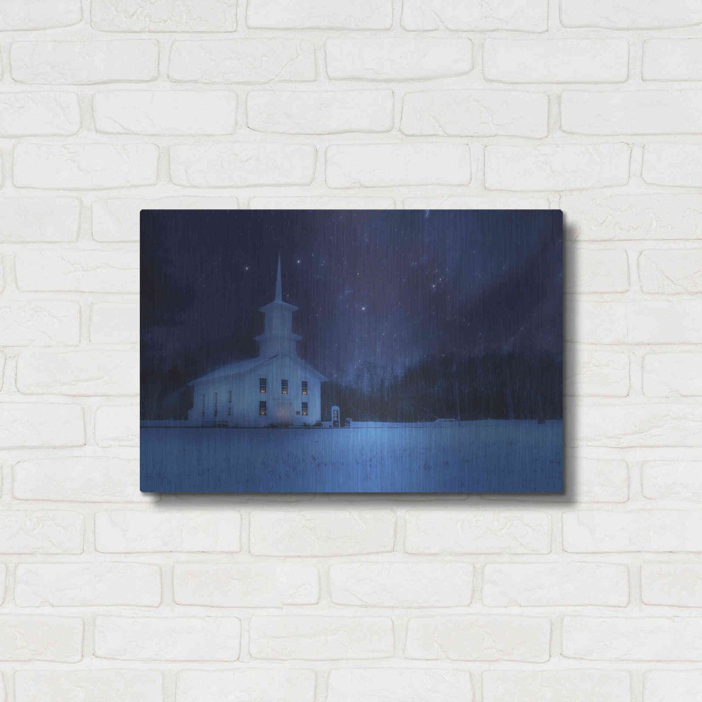 Luxe Metal Art 'Starry Night Church' by Lori Deiter, Metal Wall Art,24x16