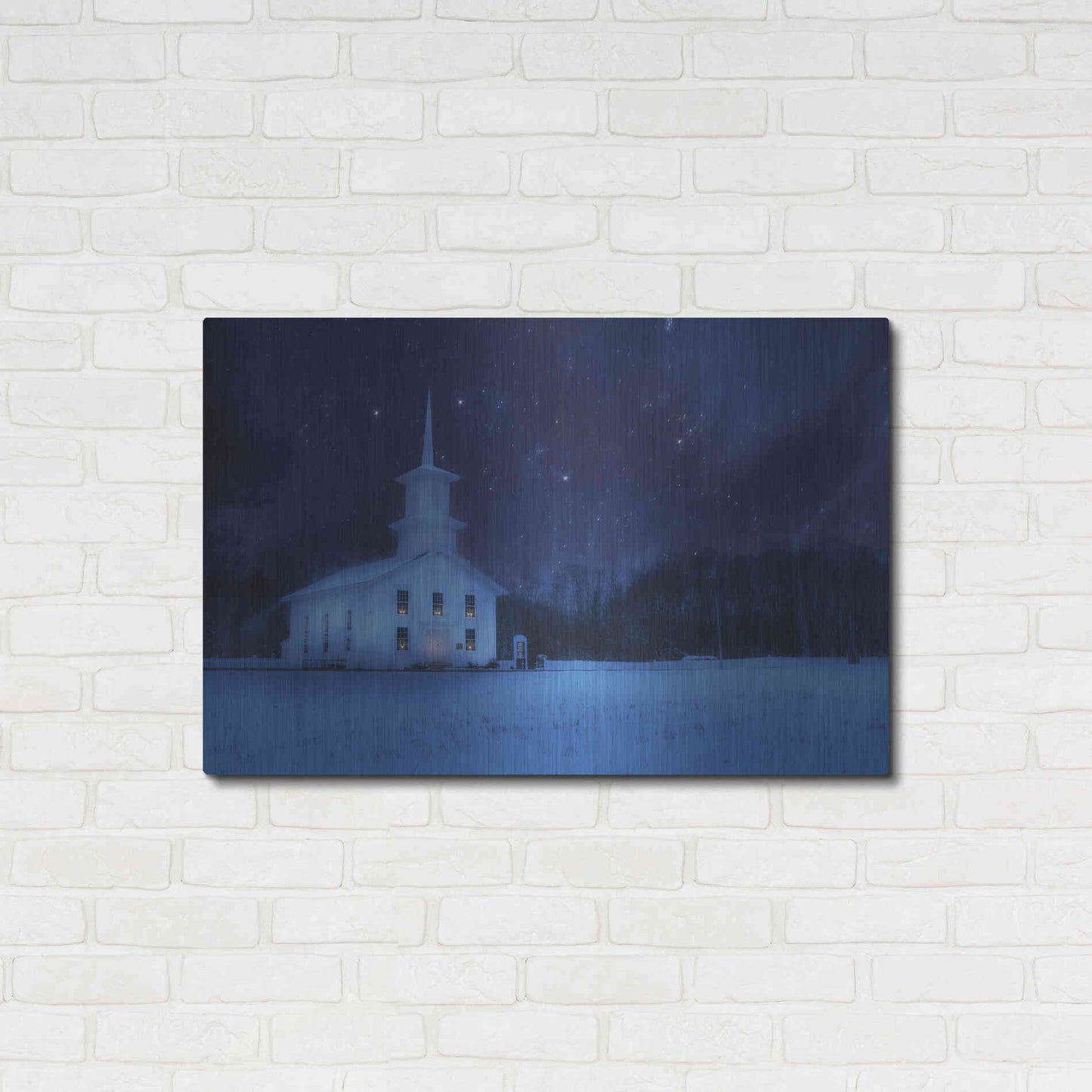 Luxe Metal Art 'Starry Night Church' by Lori Deiter, Metal Wall Art,36x24
