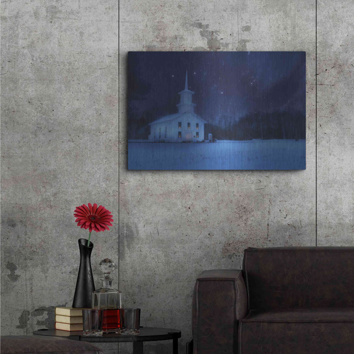 Luxe Metal Art 'Starry Night Church' by Lori Deiter, Metal Wall Art,36x24