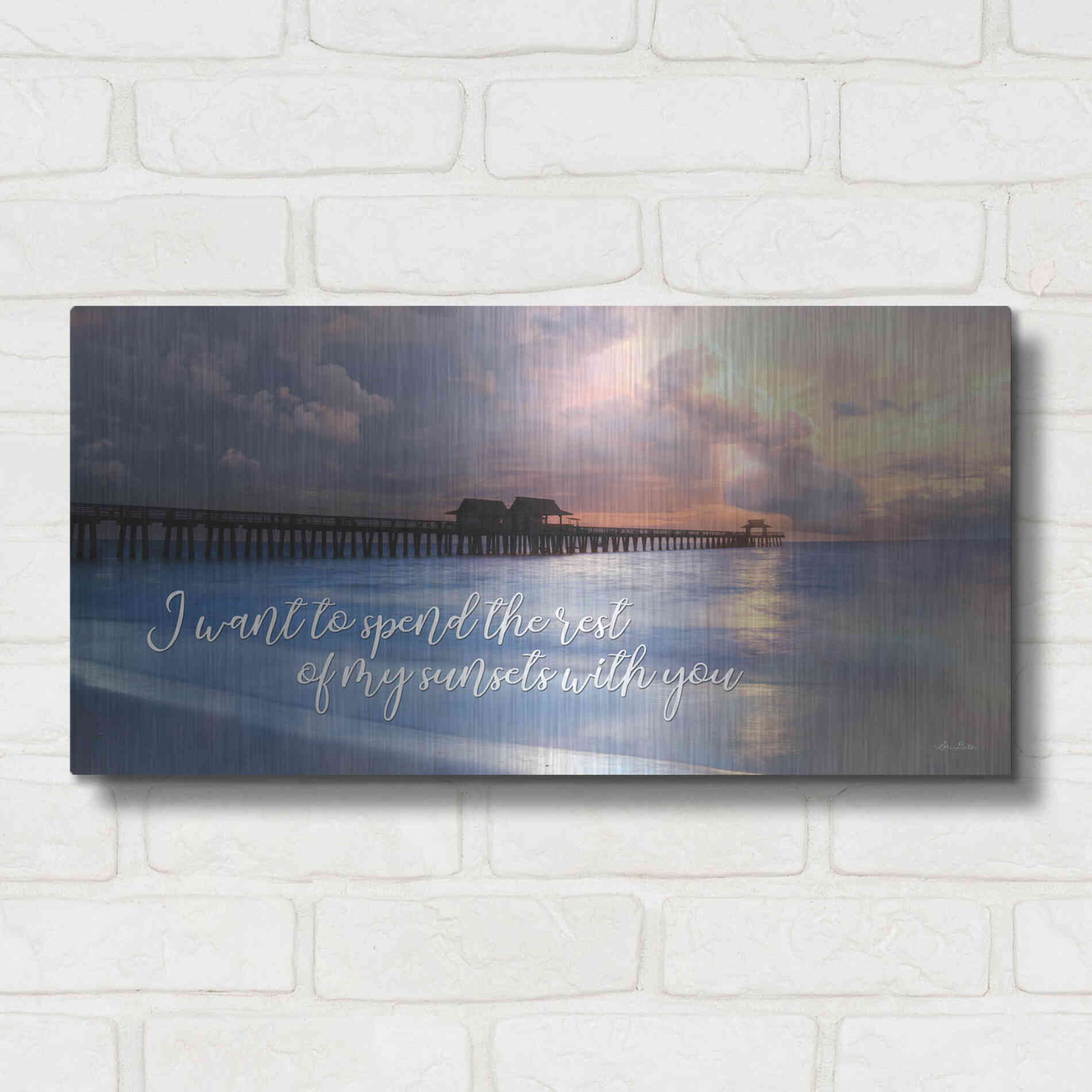 Luxe Metal Art 'Rest of My Sunsets I' by Lori Deiter, Metal Wall Art,24x12