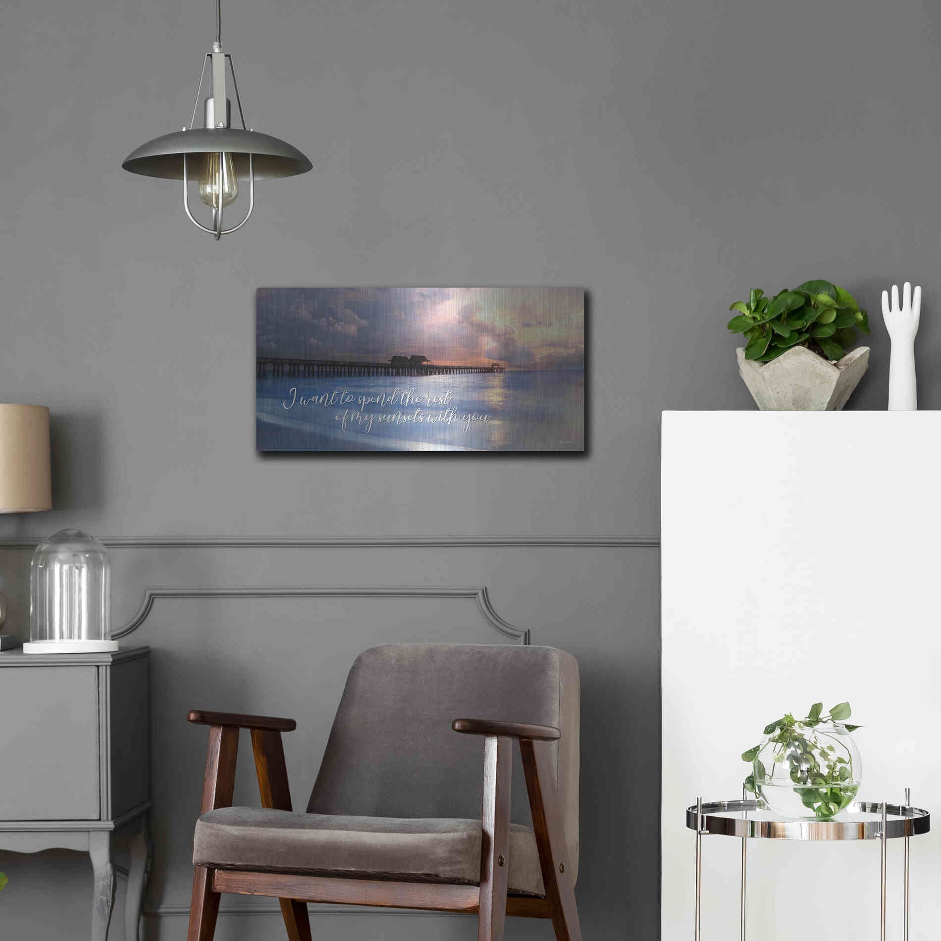 Luxe Metal Art 'Rest of My Sunsets I' by Lori Deiter, Metal Wall Art,24x12