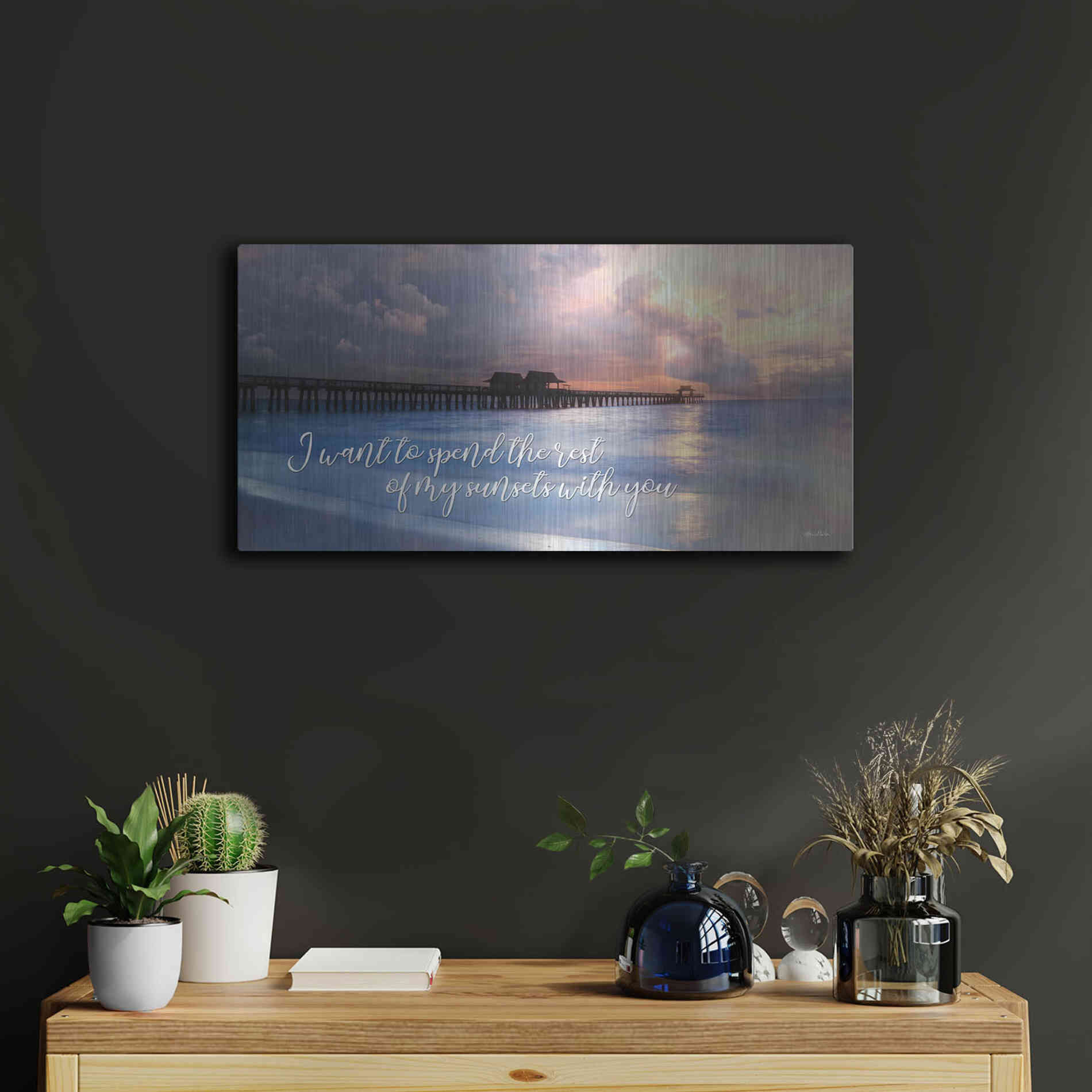 Luxe Metal Art 'Rest of My Sunsets I' by Lori Deiter, Metal Wall Art,24x12