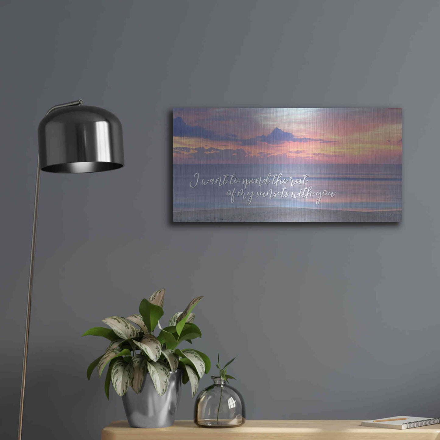 Luxe Metal Art 'Rest of My Sunsets II' by Lori Deiter, Metal Wall Art,24x12