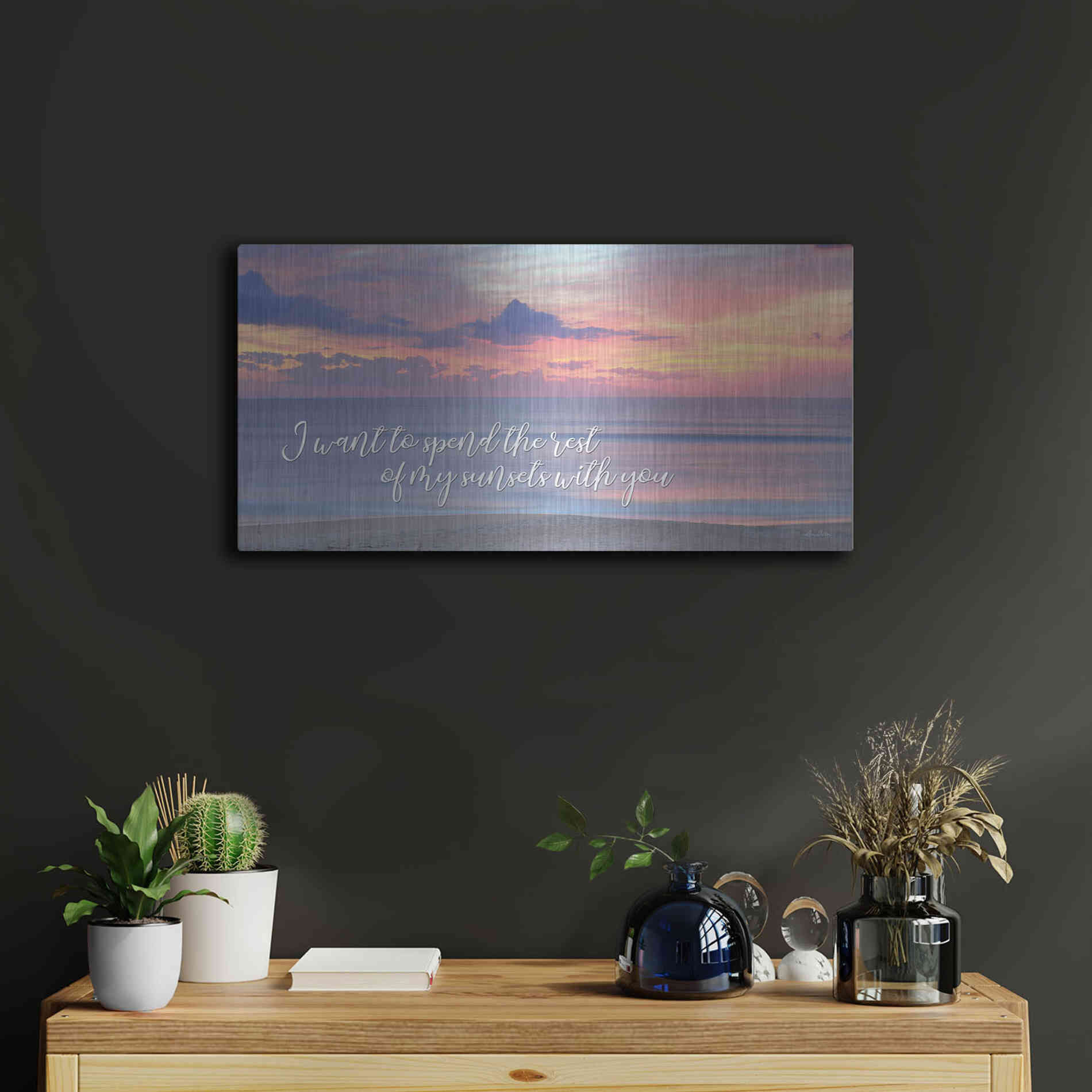 Luxe Metal Art 'Rest of My Sunsets II' by Lori Deiter, Metal Wall Art,24x12