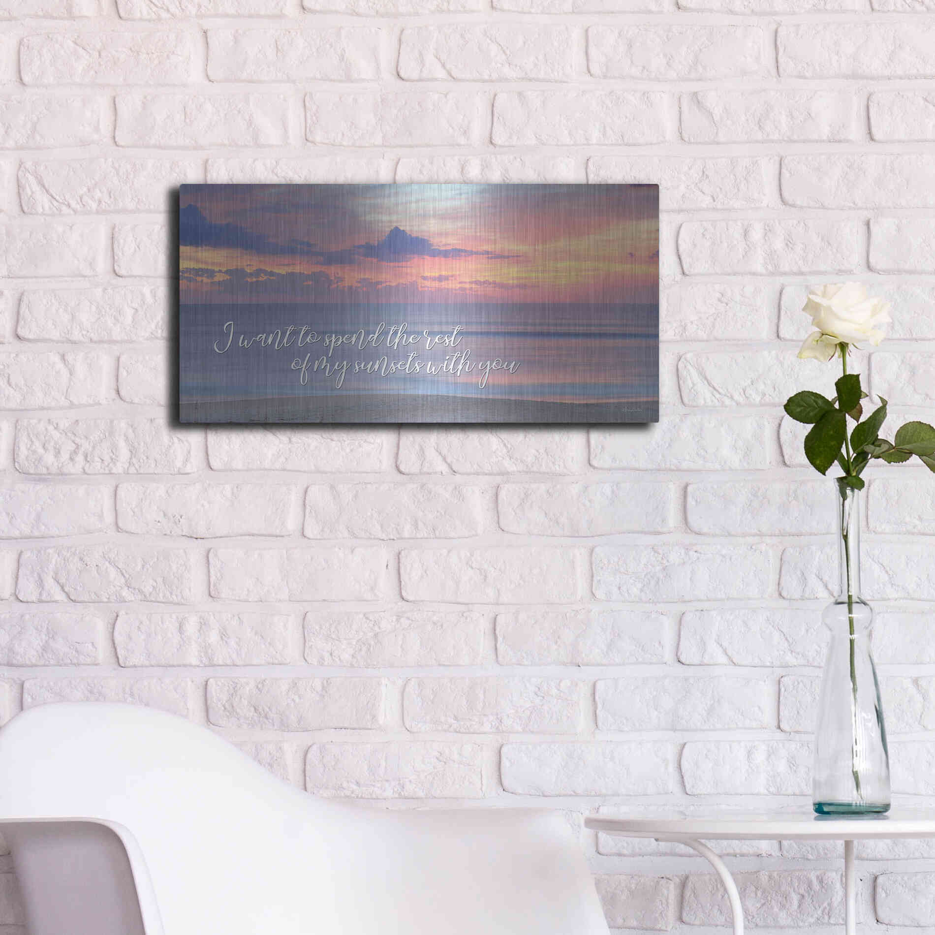 Luxe Metal Art 'Rest of My Sunsets II' by Lori Deiter, Metal Wall Art,24x12