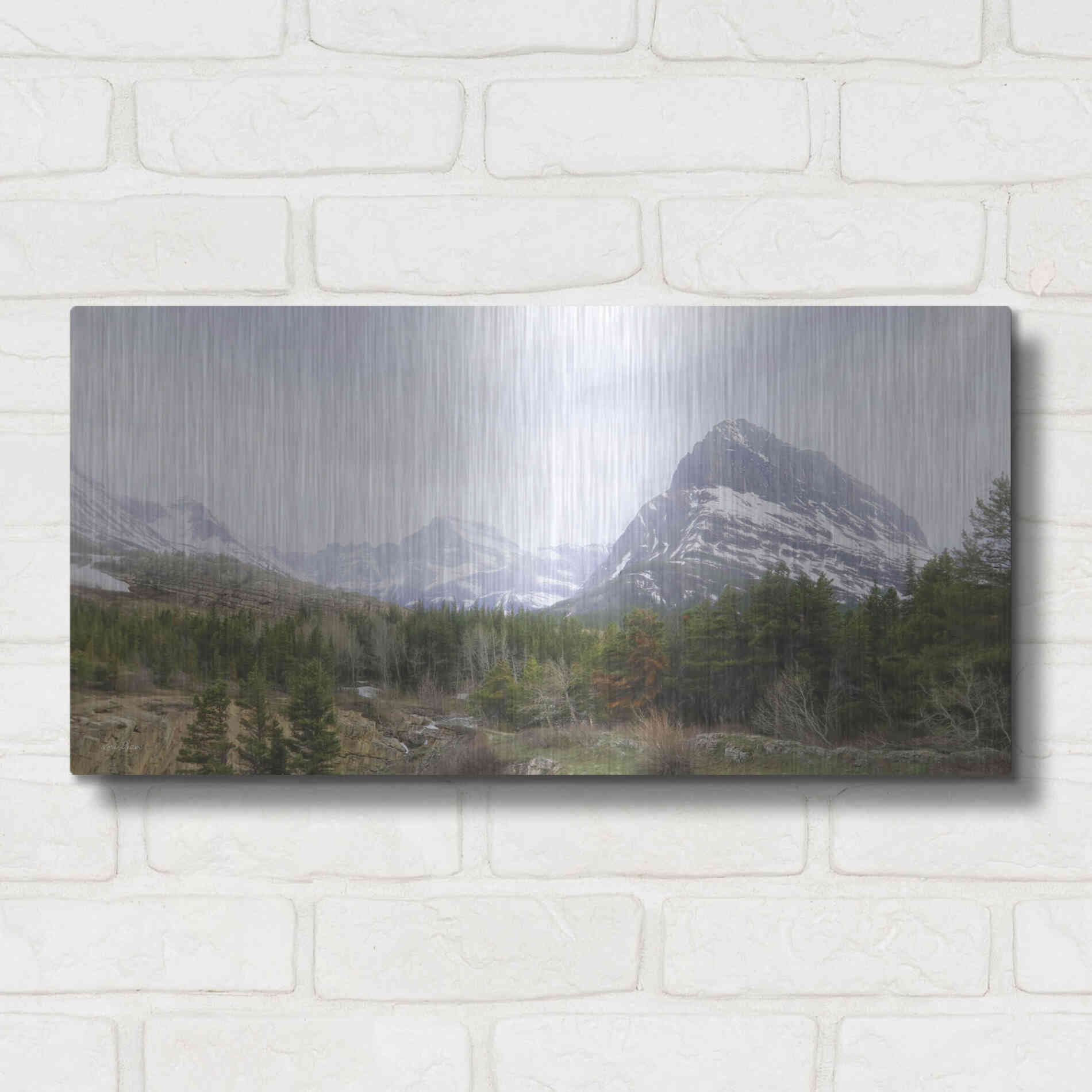 Luxe Metal Art 'Many Glacier Landscape' by Lori Deiter, Metal Wall Art,24x12