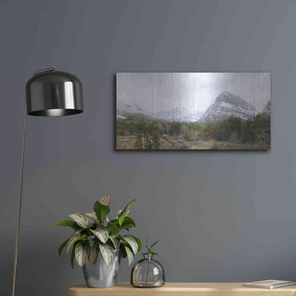 Luxe Metal Art 'Many Glacier Landscape' by Lori Deiter, Metal Wall Art,24x12