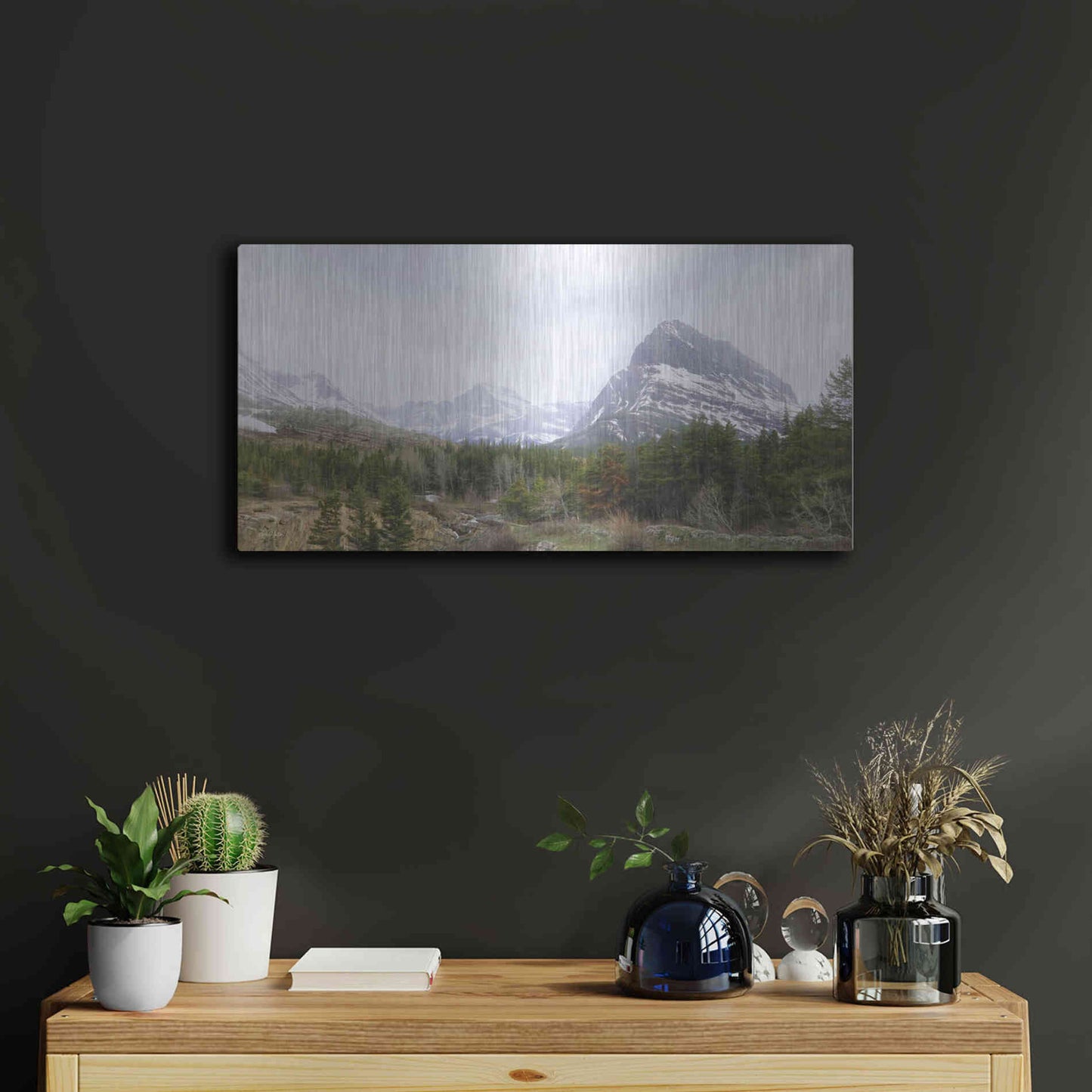 Luxe Metal Art 'Many Glacier Landscape' by Lori Deiter, Metal Wall Art,24x12