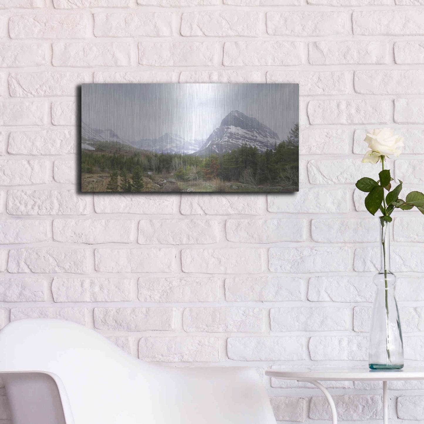 Luxe Metal Art 'Many Glacier Landscape' by Lori Deiter, Metal Wall Art,24x12