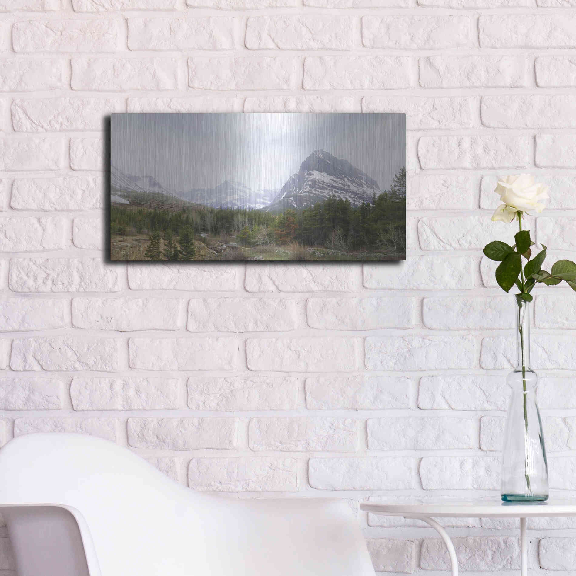Luxe Metal Art 'Many Glacier Landscape' by Lori Deiter, Metal Wall Art,24x12