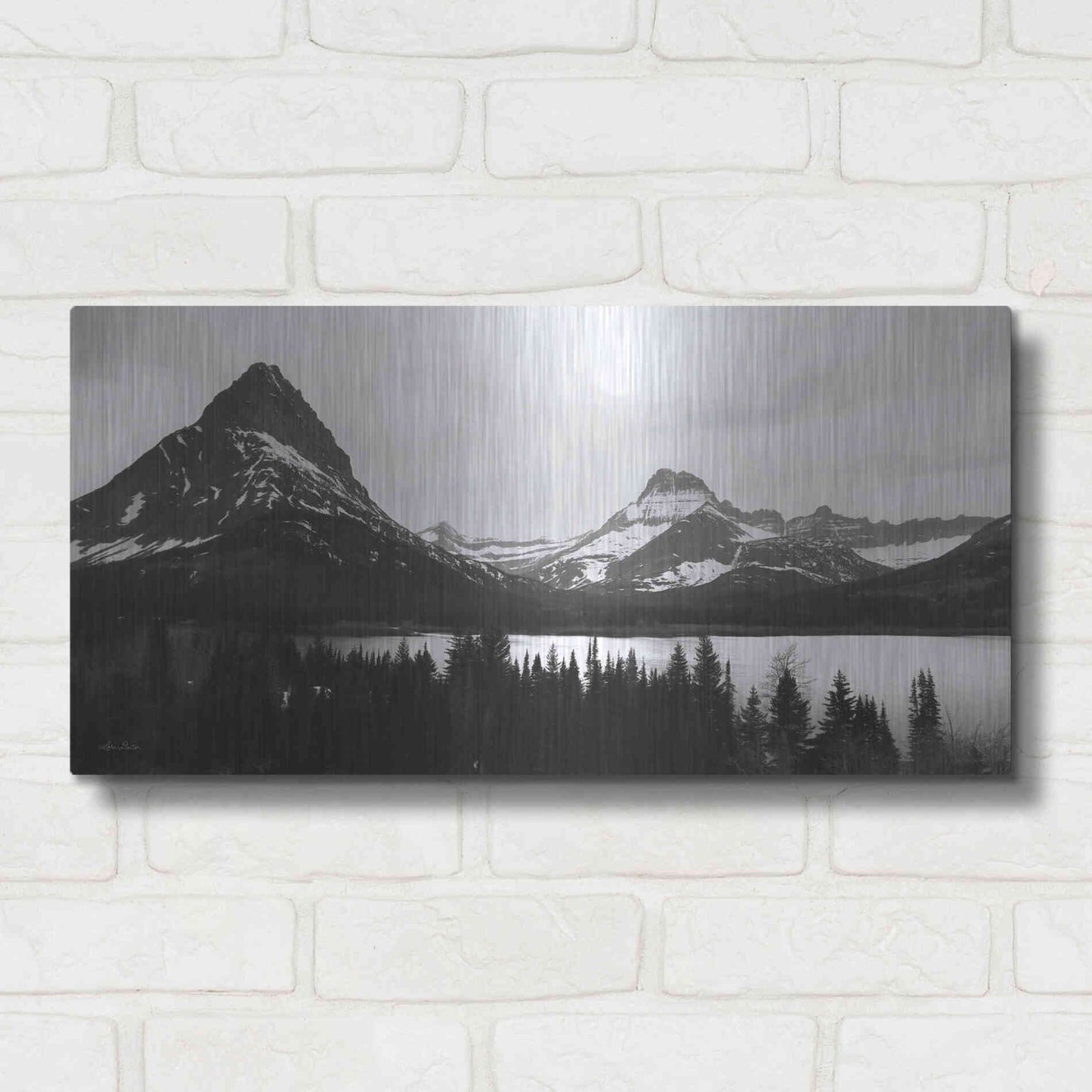 Luxe Metal Art 'Swiftcurrent Lake' by Lori Deiter, Metal Wall Art,24x12