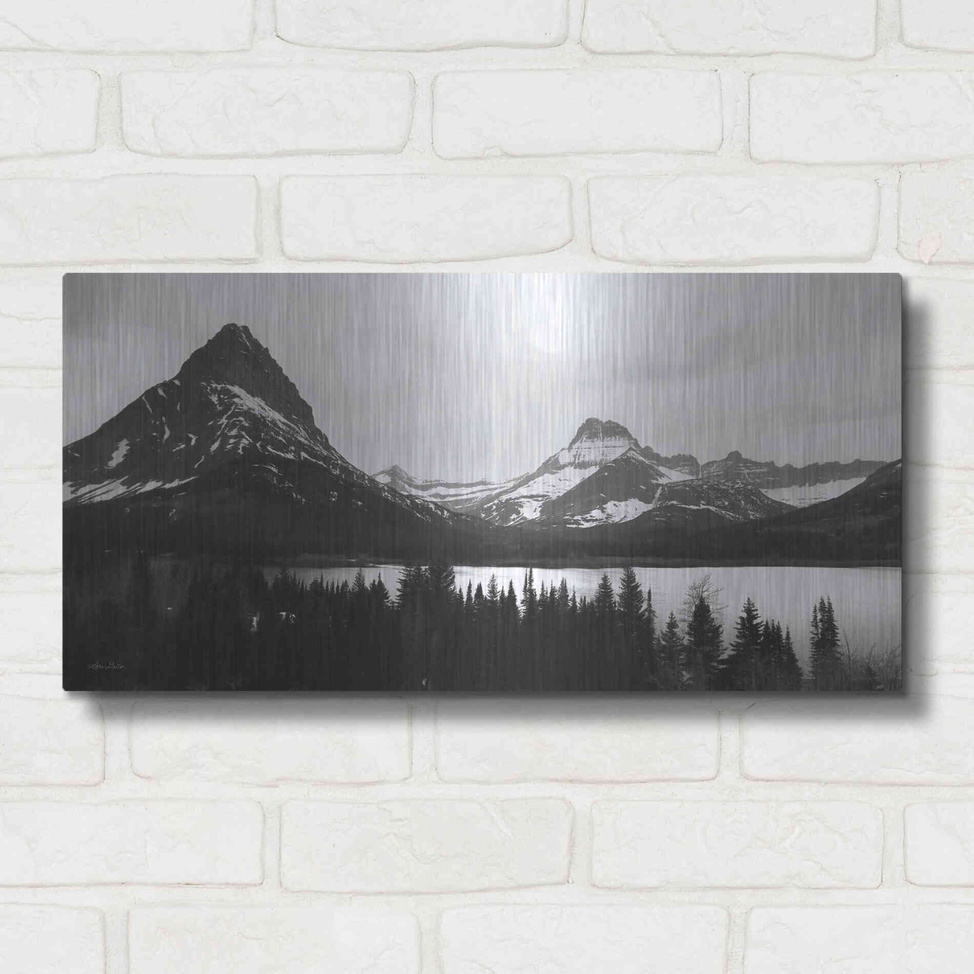 Luxe Metal Art 'Swiftcurrent Lake' by Lori Deiter, Metal Wall Art,24x12