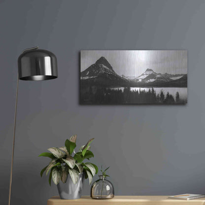 Luxe Metal Art 'Swiftcurrent Lake' by Lori Deiter, Metal Wall Art,24x12