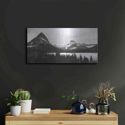 Luxe Metal Art 'Swiftcurrent Lake' by Lori Deiter, Metal Wall Art,24x12