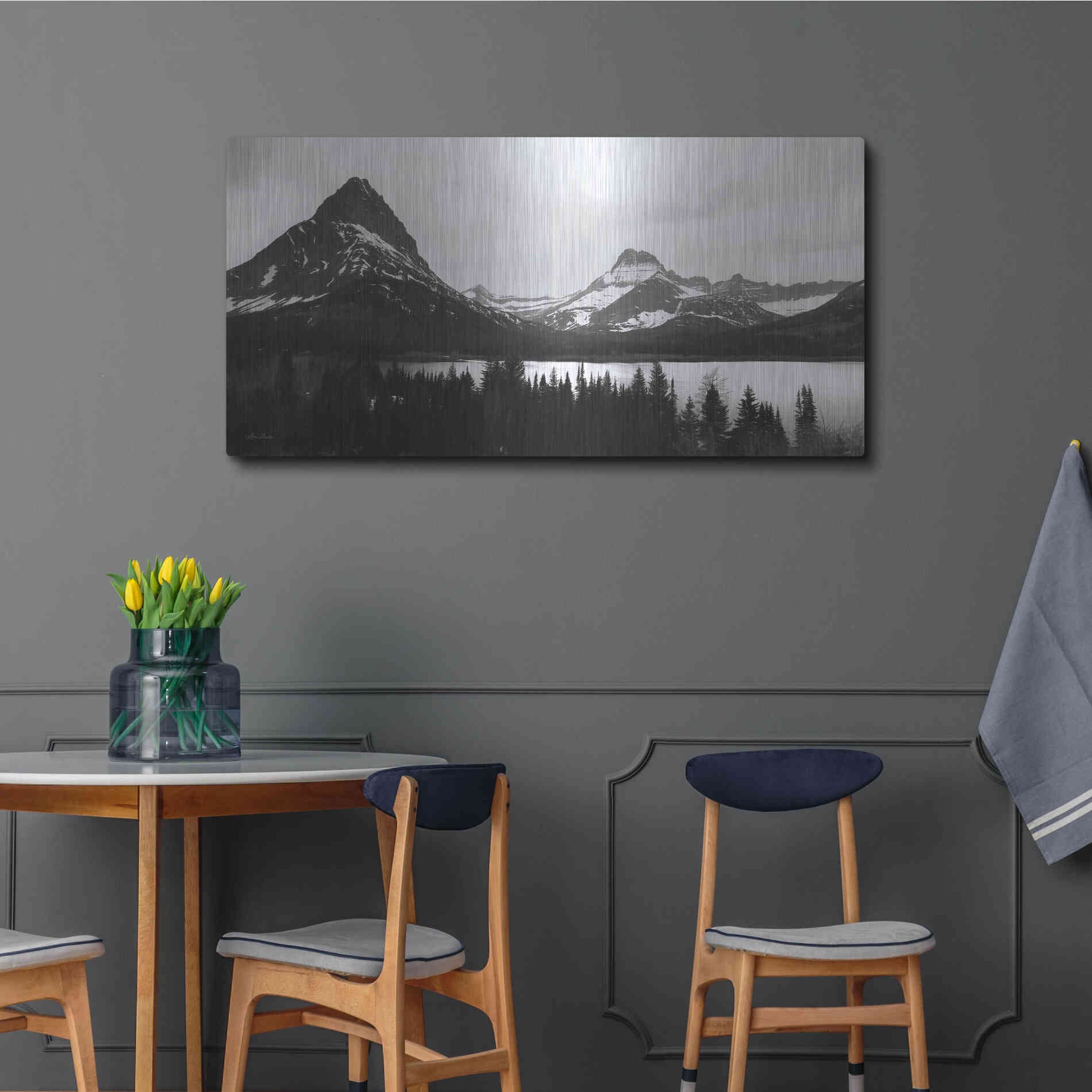Luxe Metal Art 'Swiftcurrent Lake' by Lori Deiter, Metal Wall Art,48x24