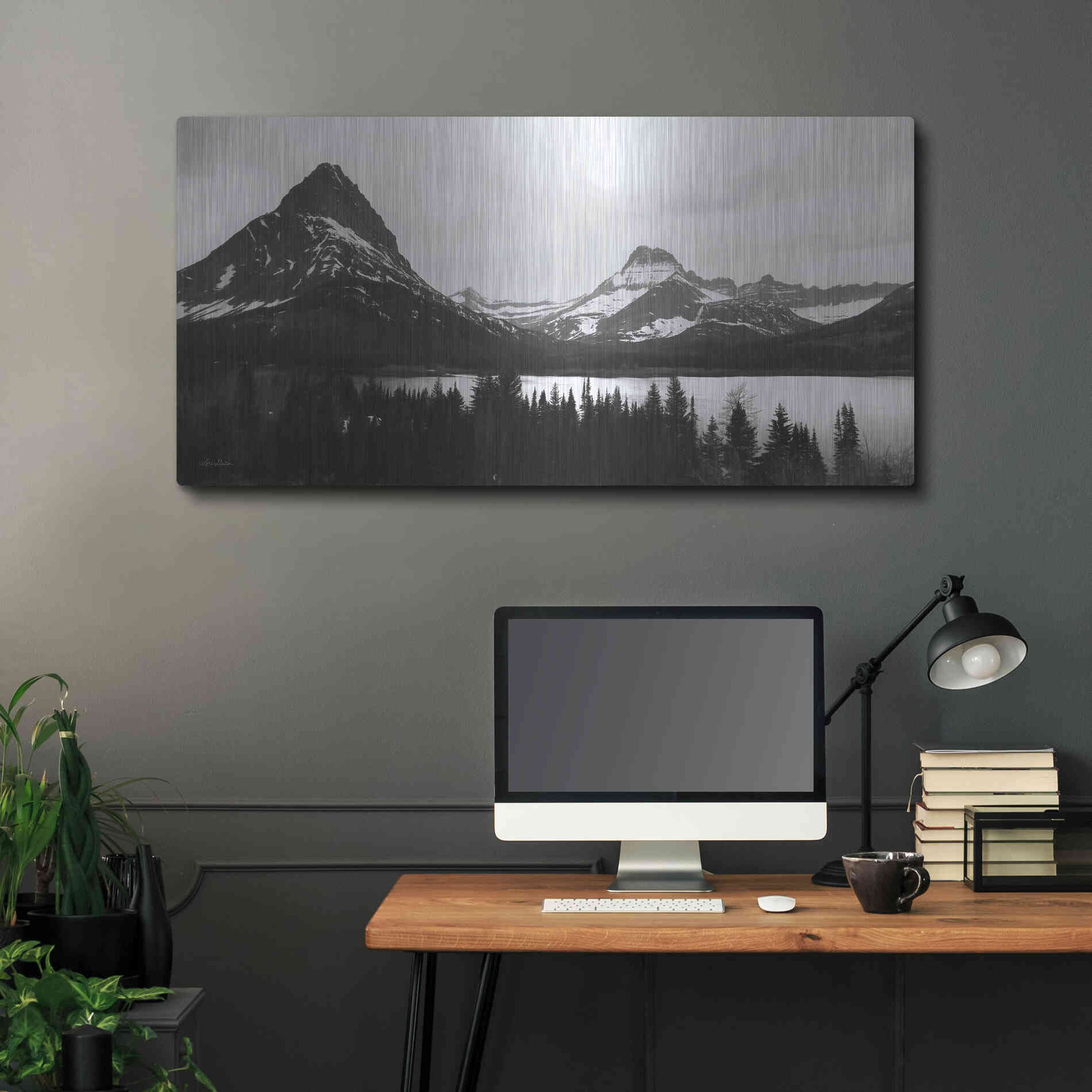 Luxe Metal Art 'Swiftcurrent Lake' by Lori Deiter, Metal Wall Art,48x24