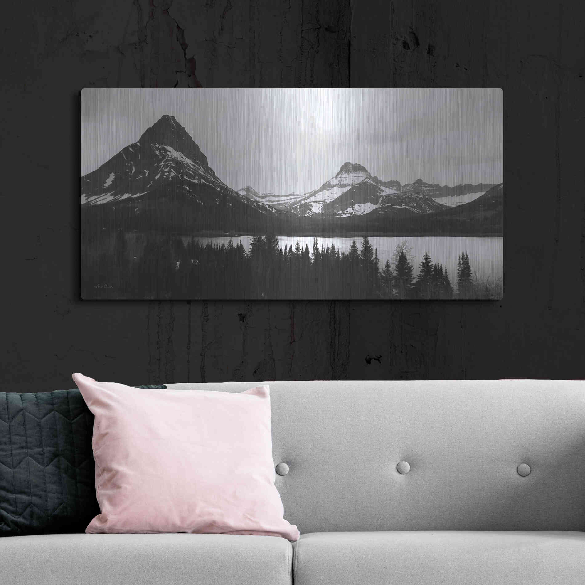 Luxe Metal Art 'Swiftcurrent Lake' by Lori Deiter, Metal Wall Art,48x24