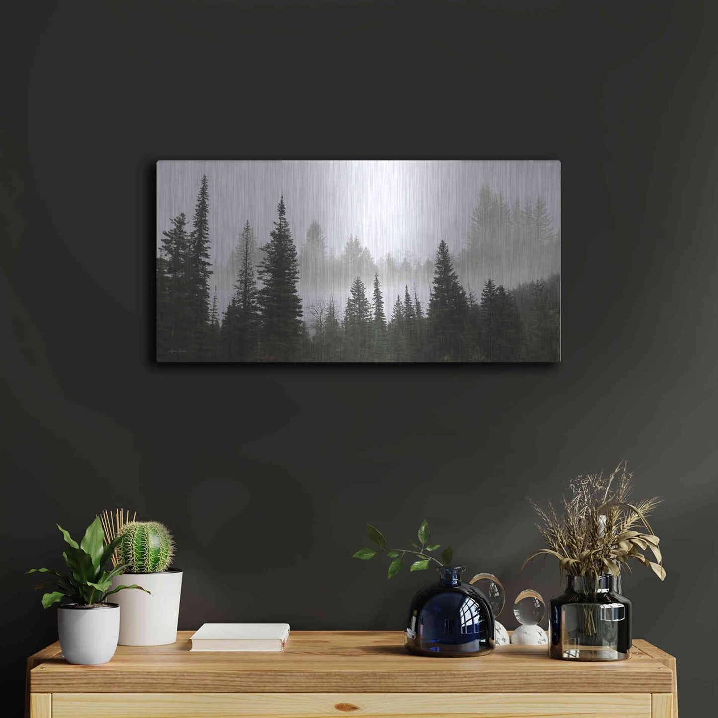 Luxe Metal Art 'Schwabachers Landing Trees' by Lori Deiter, Metal Wall Art,24x12