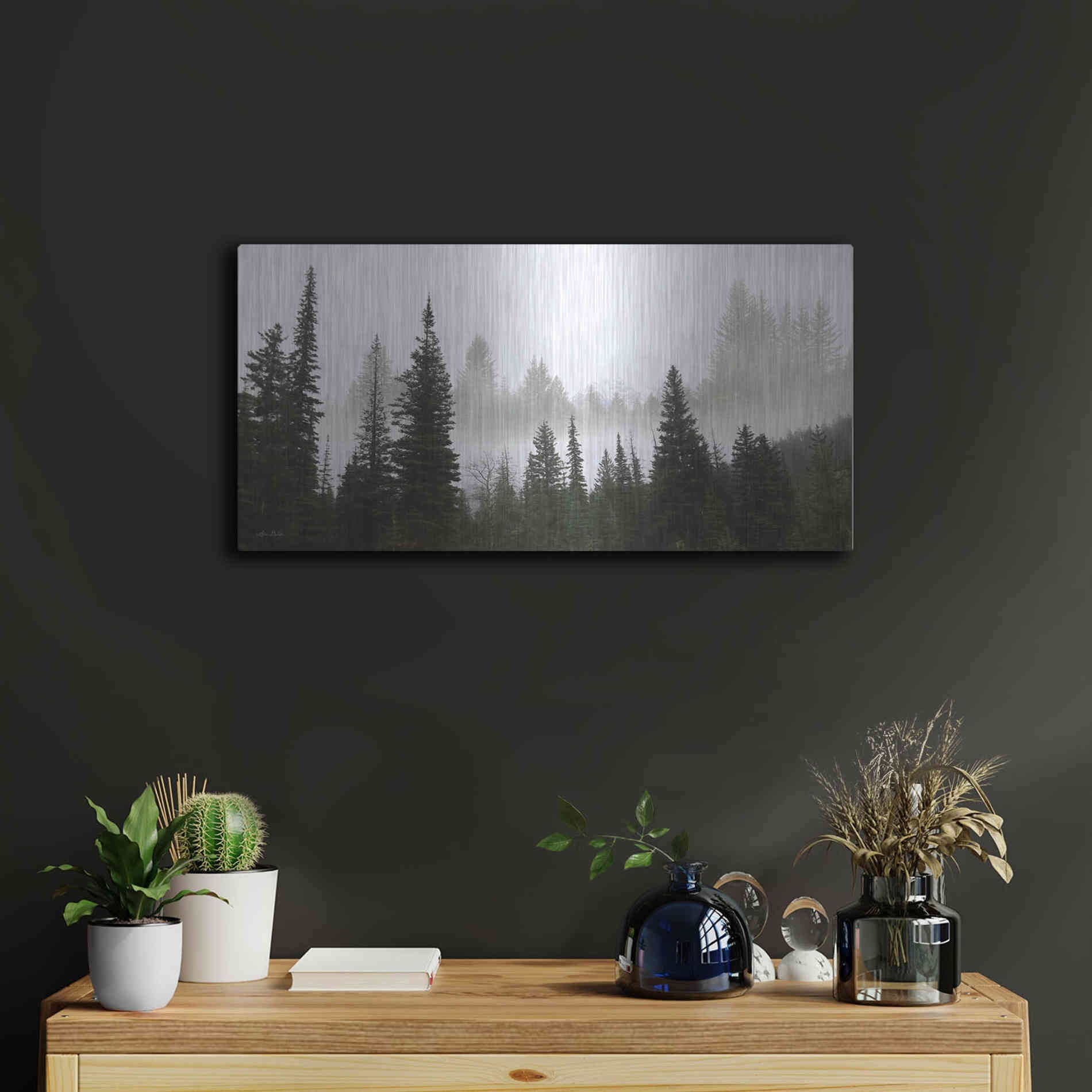 Luxe Metal Art 'Schwabachers Landing Trees' by Lori Deiter, Metal Wall Art,24x12