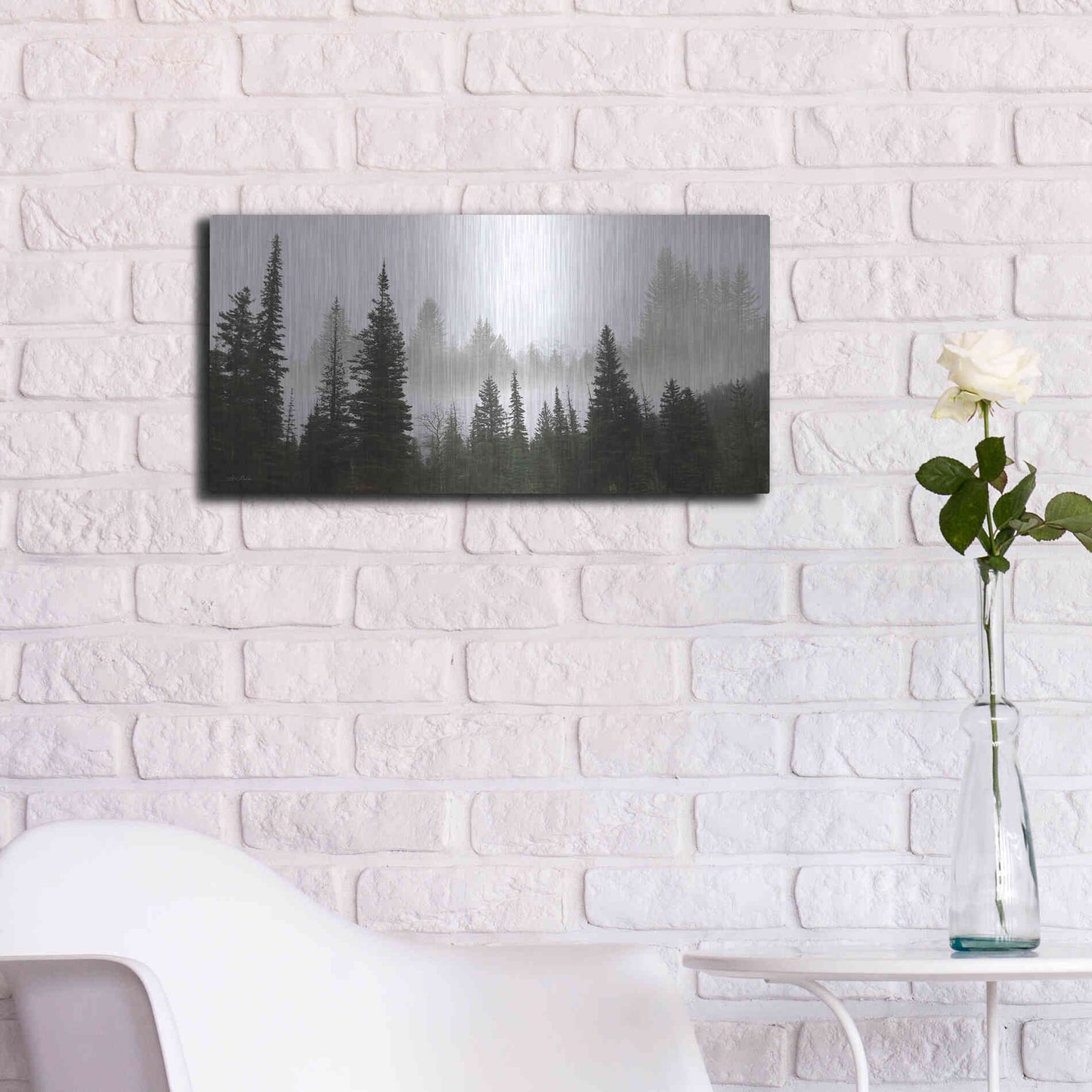 Luxe Metal Art 'Schwabachers Landing Trees' by Lori Deiter, Metal Wall Art,24x12