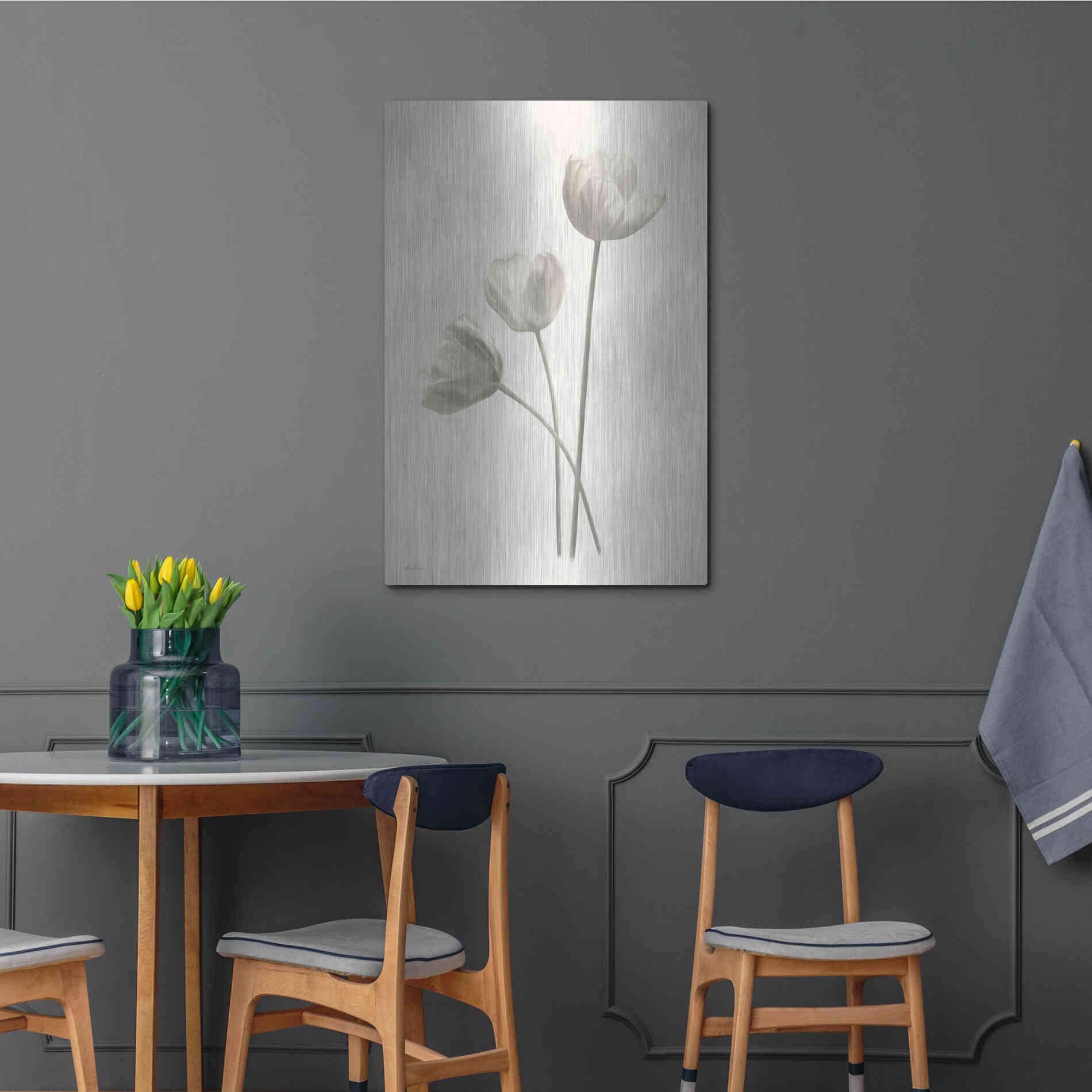 Luxe Metal Art 'Bleached Tulips I' by Lori Deiter, Metal Wall Art,24x36