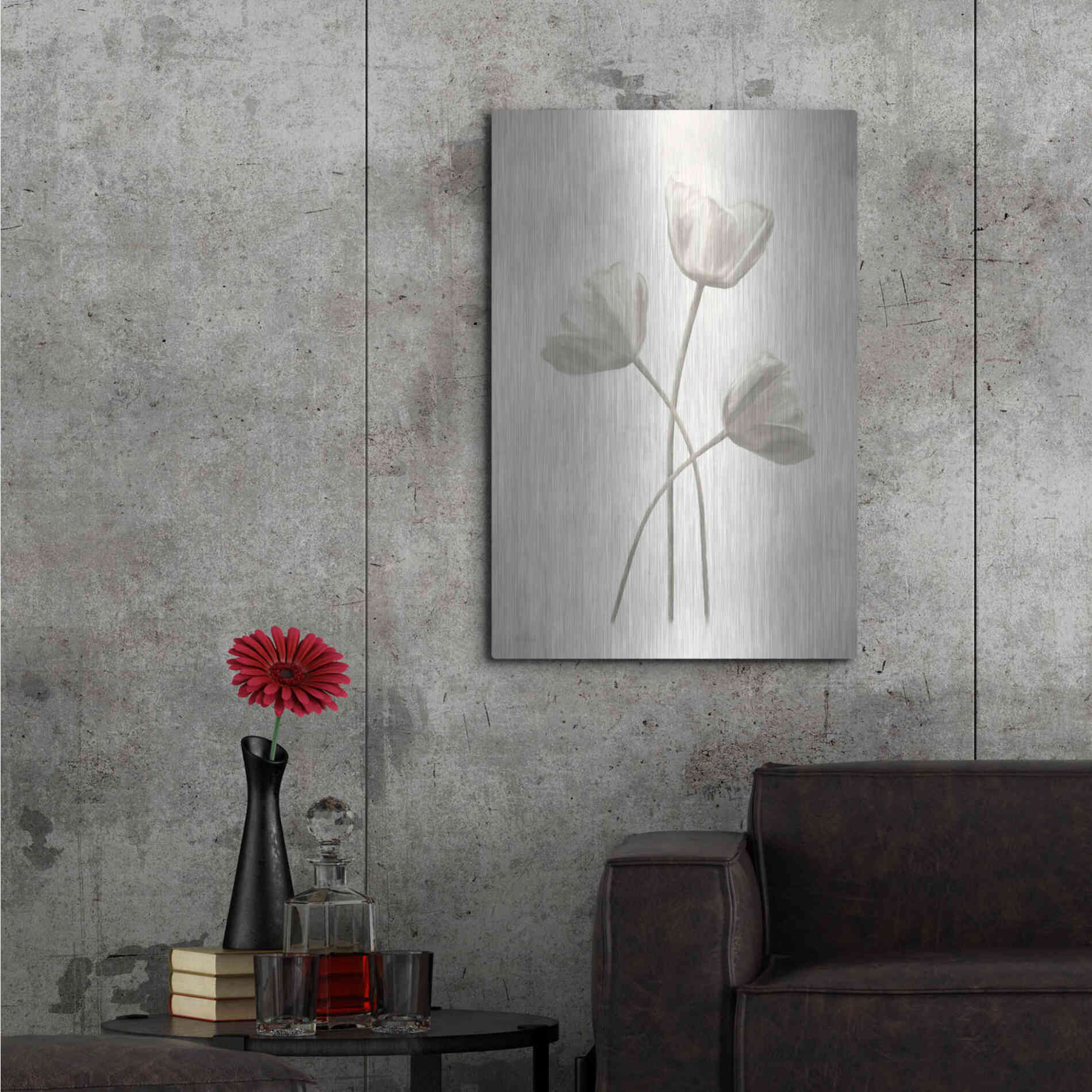 Luxe Metal Art 'Bleached Tulips II' by Lori Deiter, Metal Wall Art,24x36