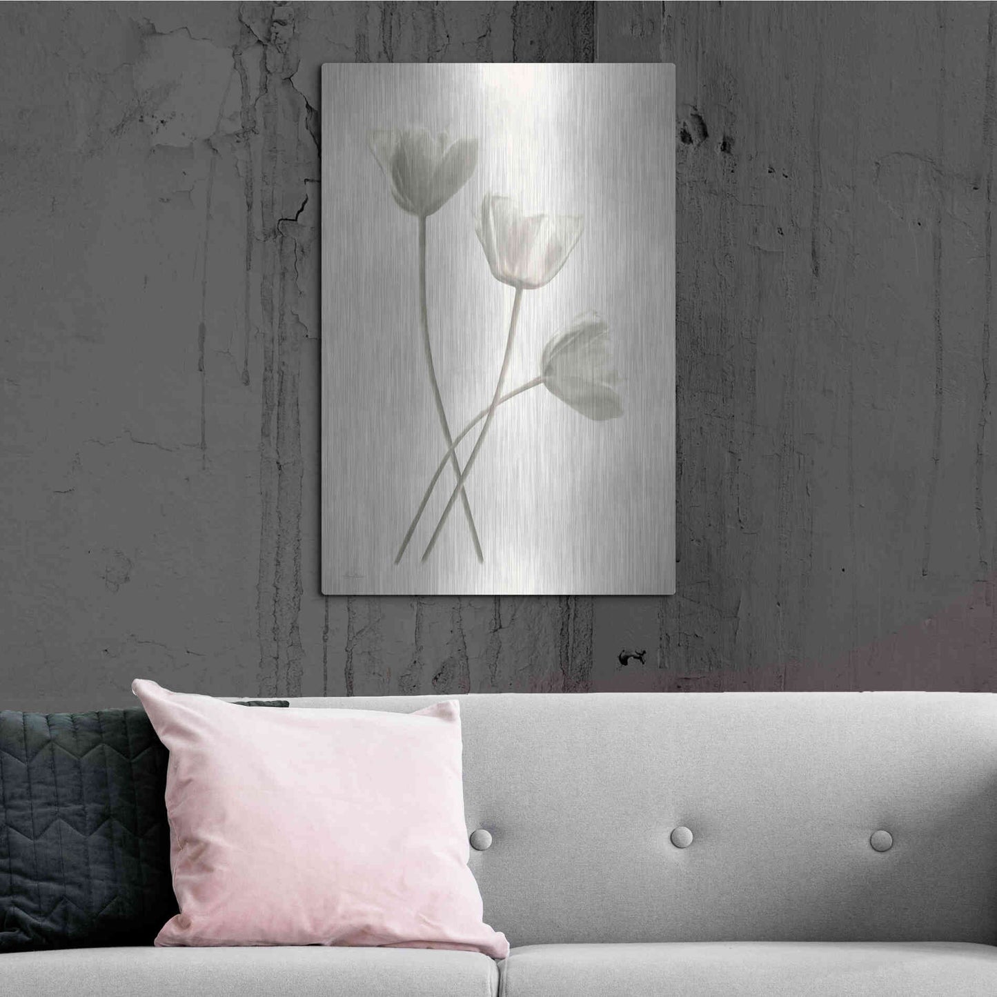 Luxe Metal Art 'Bleached Tulips III' by Lori Deiter, Metal Wall Art,24x36