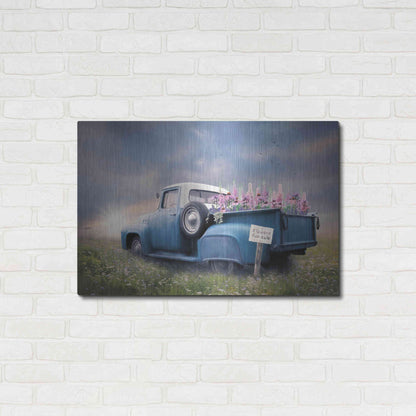 Luxe Metal Art 'Blue Ford with Foxglove Flowers' by Lori Deiter, Metal Wall Art,36x24