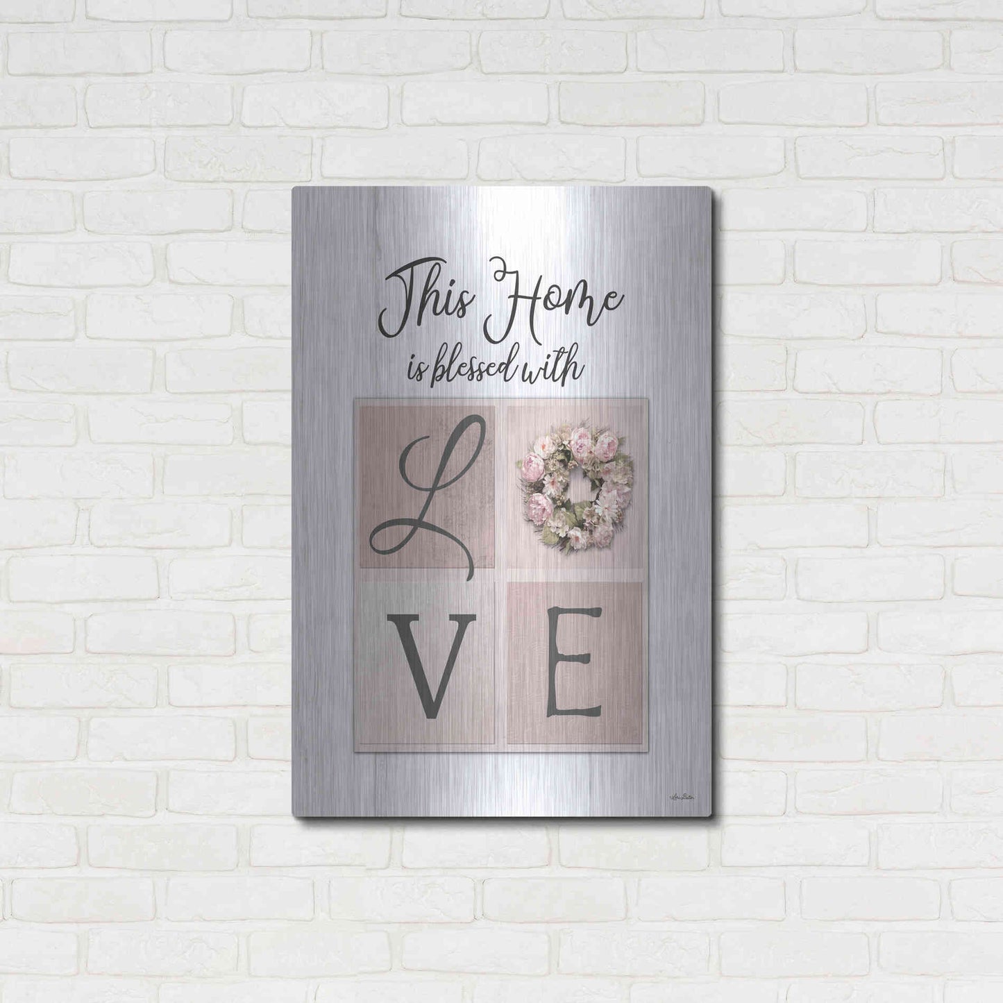 Luxe Metal Art 'This Home is Bless with Love' by Lori Deiter, Metal Wall Art,24x36