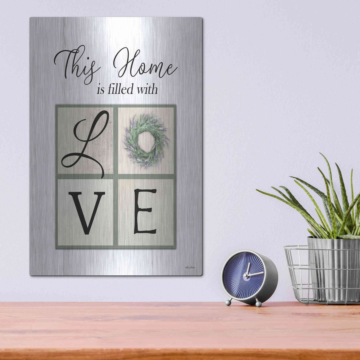 Luxe Metal Art 'This Home is Filled with Love' by Lori Deiter, Metal Wall Art,12x16