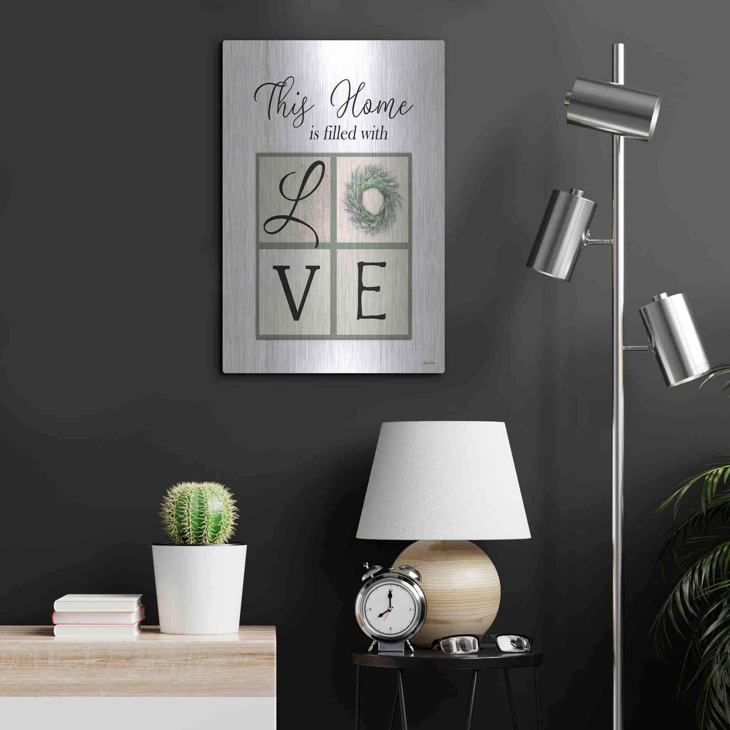 Luxe Metal Art 'This Home is Filled with Love' by Lori Deiter, Metal Wall Art,16x24