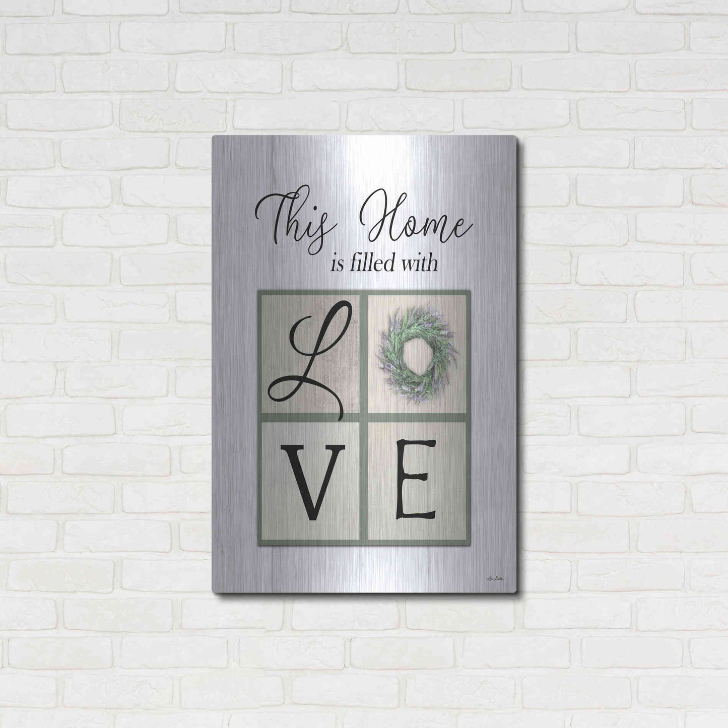 Luxe Metal Art 'This Home is Filled with Love' by Lori Deiter, Metal Wall Art,24x36