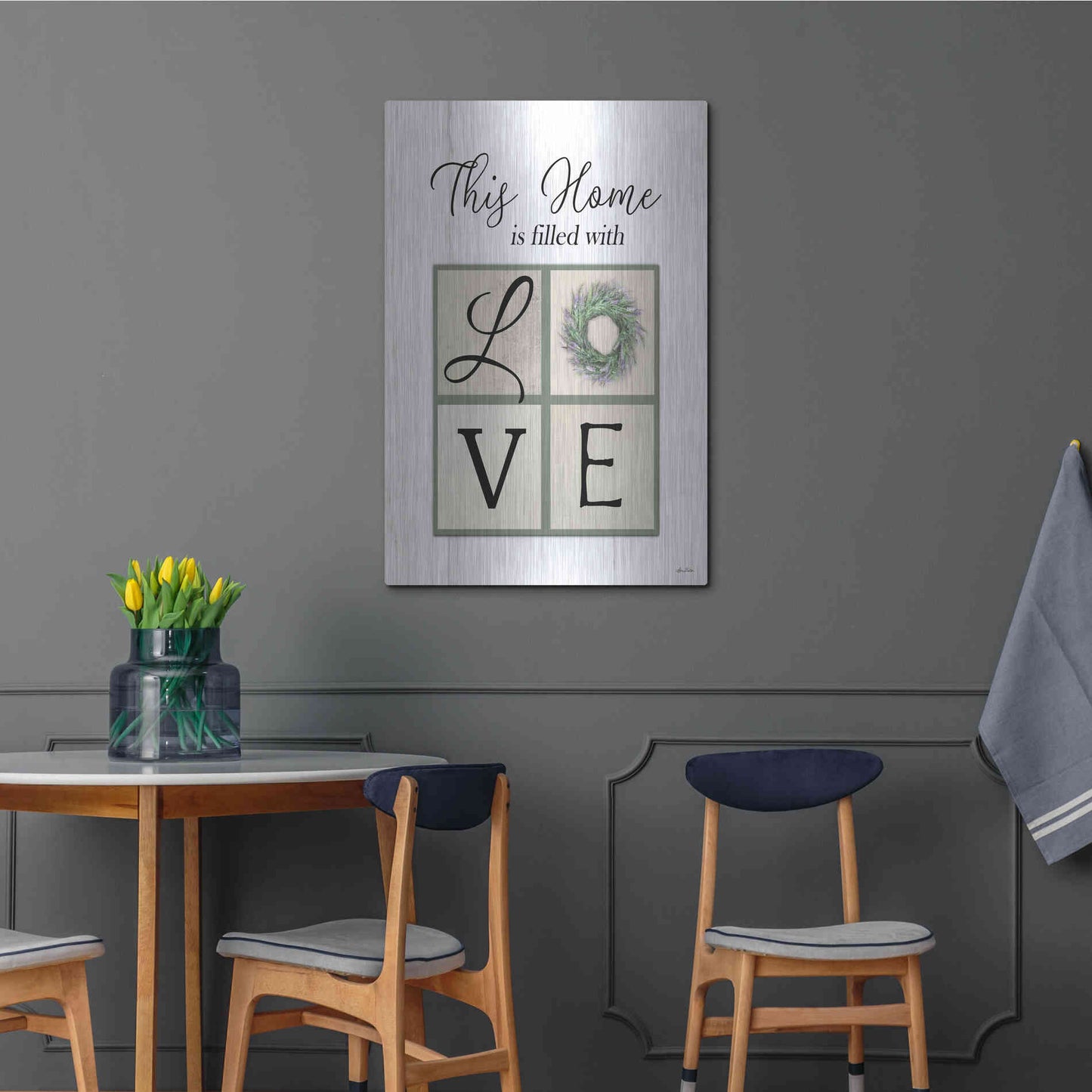 Luxe Metal Art 'This Home is Filled with Love' by Lori Deiter, Metal Wall Art,24x36