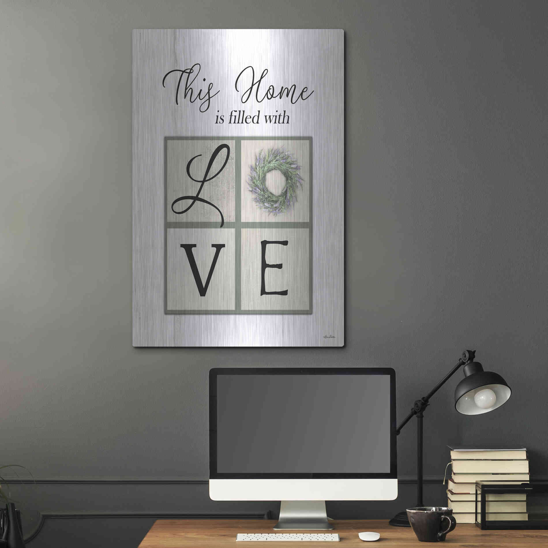 Luxe Metal Art 'This Home is Filled with Love' by Lori Deiter, Metal Wall Art,24x36
