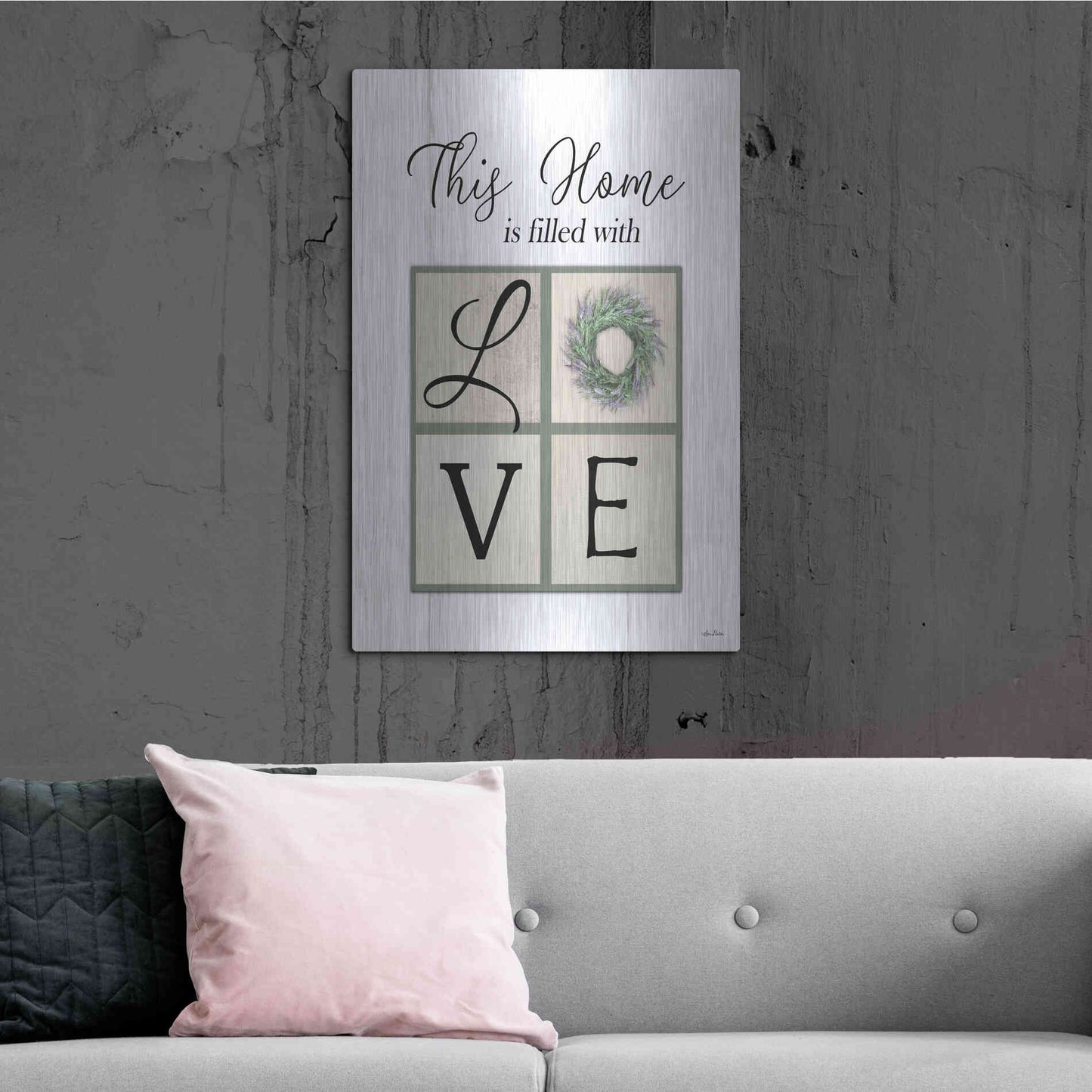 Luxe Metal Art 'This Home is Filled with Love' by Lori Deiter, Metal Wall Art,24x36