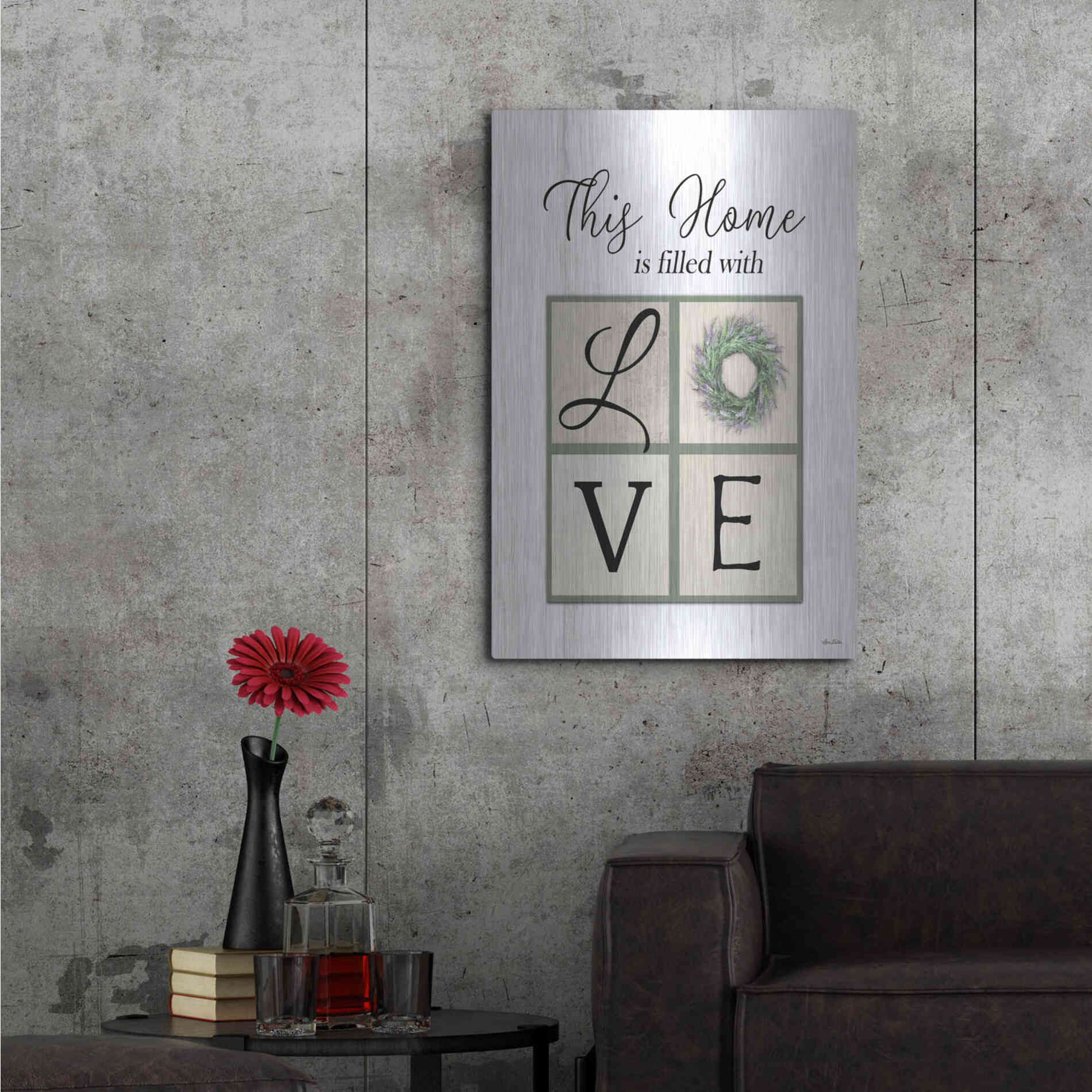 Luxe Metal Art 'This Home is Filled with Love' by Lori Deiter, Metal Wall Art,24x36