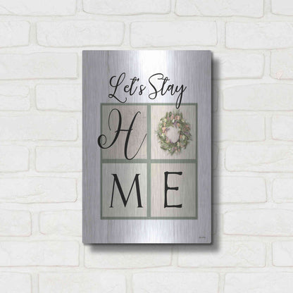 Luxe Metal Art 'Let's Stay Home' by Lori Deiter, Metal Wall Art,12x16