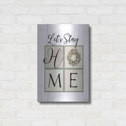 Luxe Metal Art 'Let's Stay Home' by Lori Deiter, Metal Wall Art,16x24