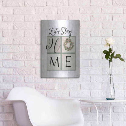Luxe Metal Art 'Let's Stay Home' by Lori Deiter, Metal Wall Art,16x24