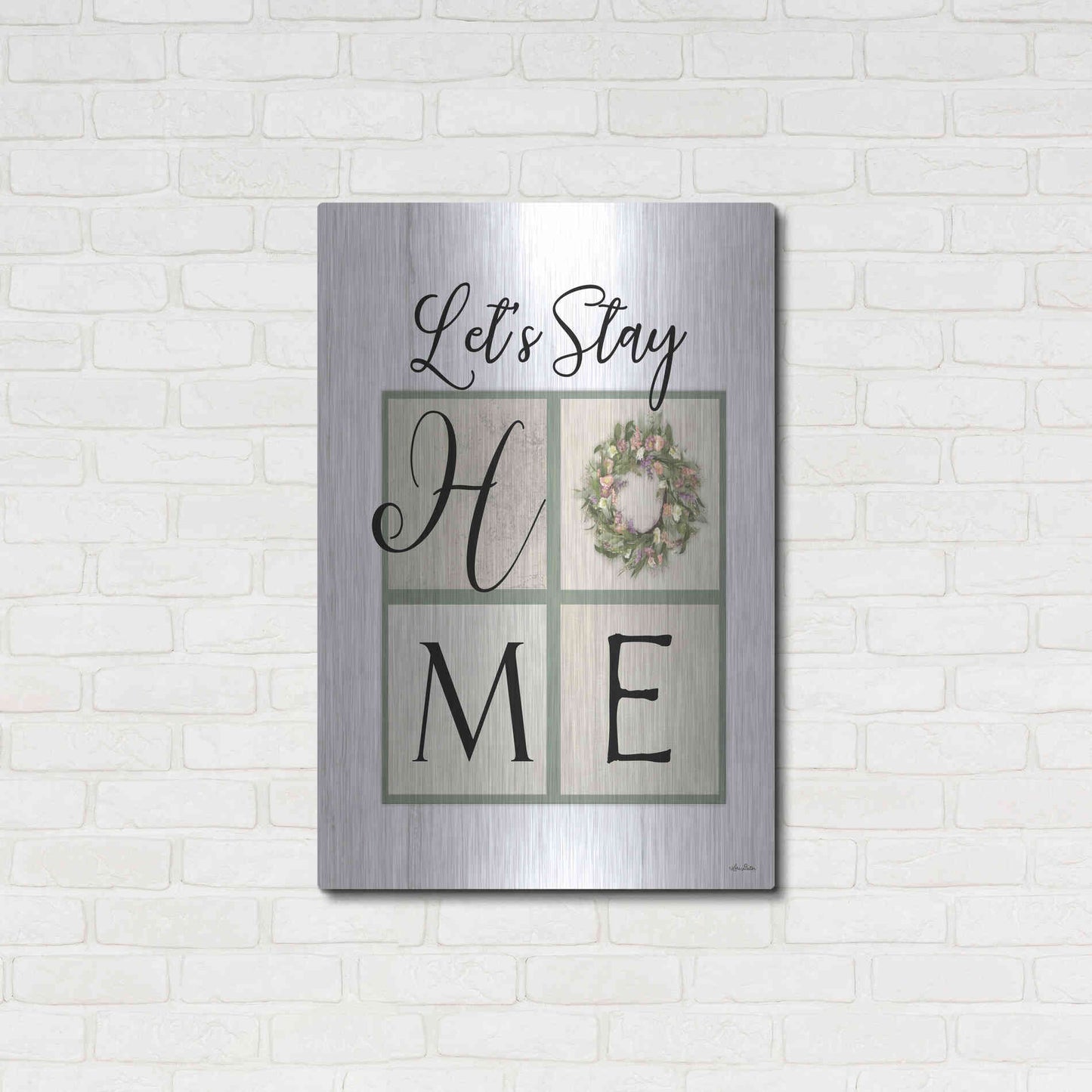 Luxe Metal Art 'Let's Stay Home' by Lori Deiter, Metal Wall Art,24x36