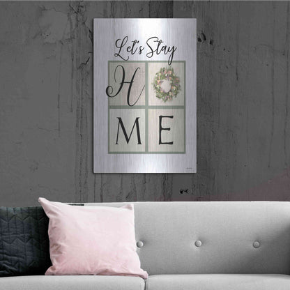 Luxe Metal Art 'Let's Stay Home' by Lori Deiter, Metal Wall Art,24x36